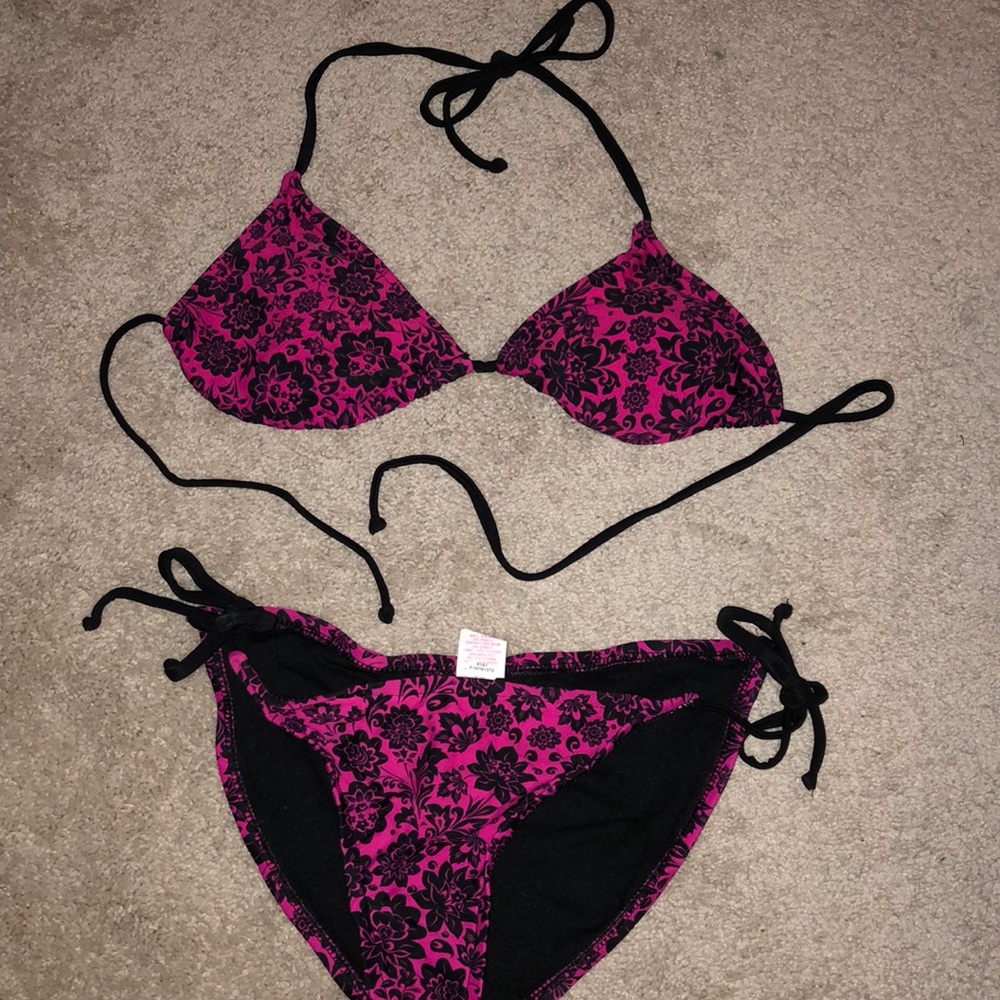 Pink & Black Floral Bikini